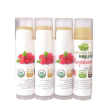 4-Pack Organic Raspberry  Flavor Lip Balm. Certified USDA Organic.